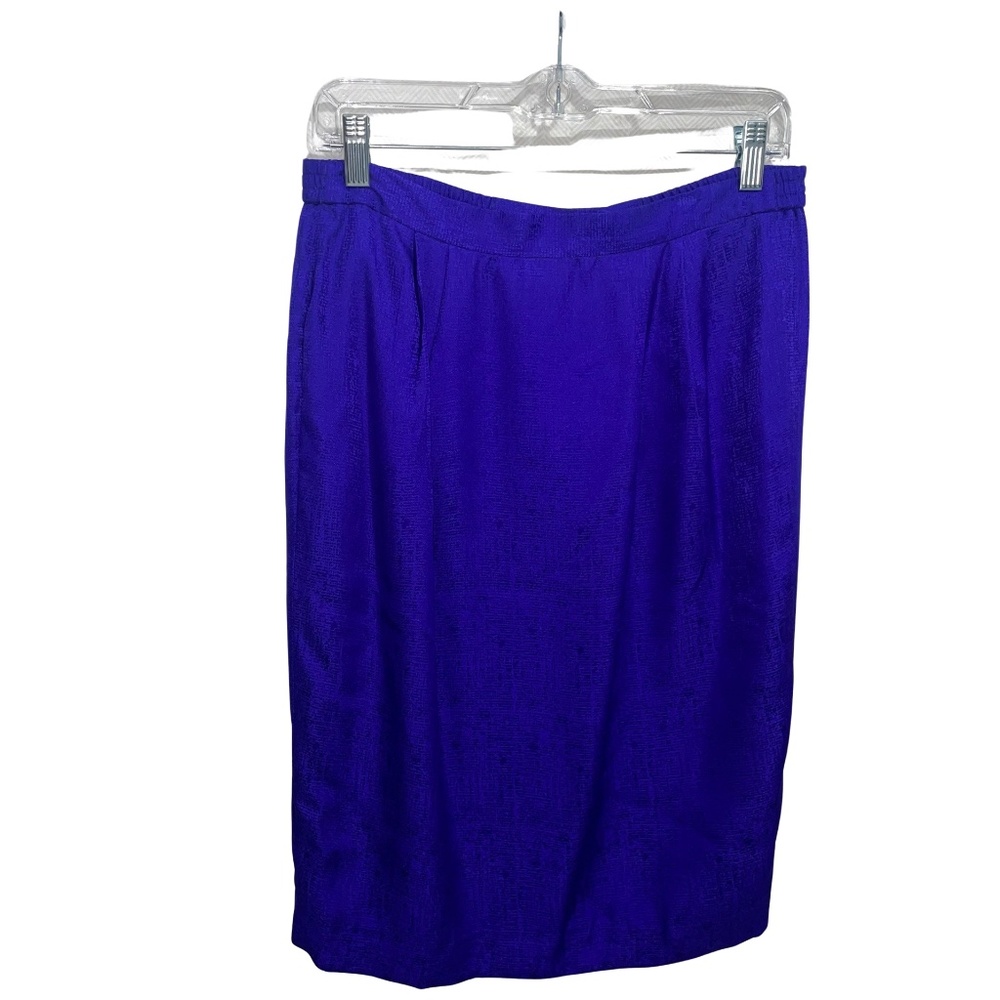 Women's Sapphire Shiny/Metallic Color 100% Silk Midi Skirt Sz 8